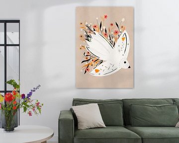 Seagull in Flowers illustration by Baroo Bloom