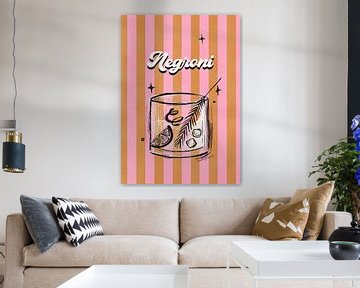 Negroni Drink on Stripes by Baroo Bloom