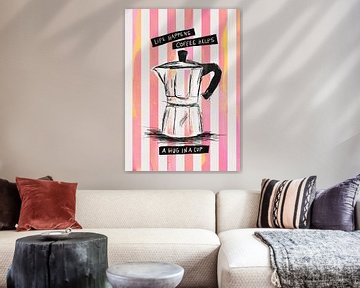 Mocca Coffee on Stripes - Hug in a Cup by Baroo Bloom