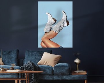 Deze laarzen glitters blauw II van Vertigo Artography