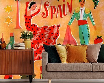 Screenprint Vintage Travel Spain by uta krogmann