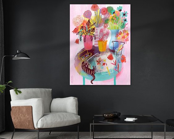 Voorbeeld van het werk in een kamer