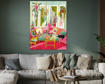 Boheems interieur Kleurrijke kussens en twee katten van uta krogmann