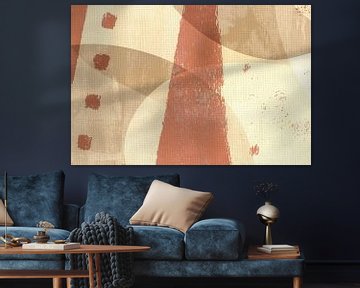 Wabi-sabi. Abstracte vormen in terracotta en beige op linnen van Dina Dankers