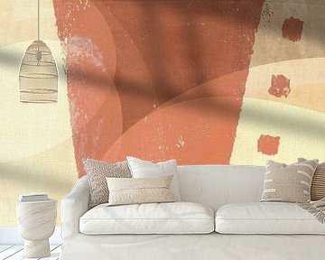 Abstract shapes in terracotta and soft yellow by Dina Dankers