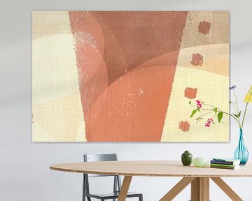 Abstracte vormen in terracotta en zachtgeel van Dina Dankers