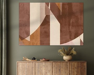 Bauhaus abstracte vormen in bruin, roest, beige, verbrand oranje V van Dina Dankers