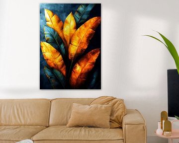 Golden banana leaves