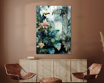 Forêt tropicale et toucan sur JBJart Justyna Jaszke