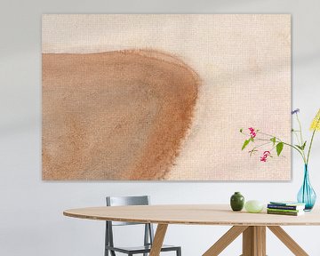 Abstract landschap schilderij in bruin en wit van Dina Dankers