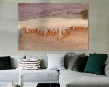 Abstract minimalistisch landschap schilderij in wabi-sabi-stijl van Dina Dankers