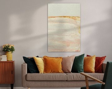 Abstract landschap schilderij. Pastel wabi-sabi horizon. van Dina Dankers