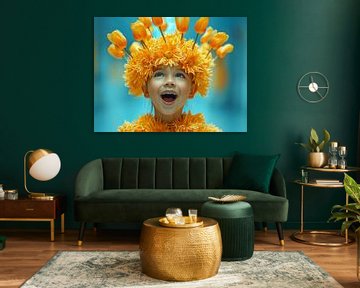 Couronne de fleurs | Photographie de mode colorée sur Karina Brouwer
