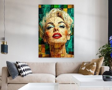 Femme glamour dans des champs de couleurs abstraits
