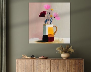 Colourful vase with flowers
