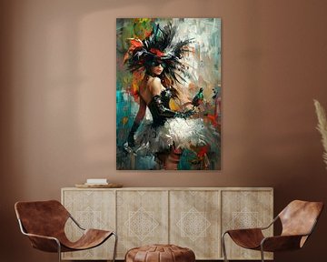 Vrouw Vogel van Abstract Schilderij