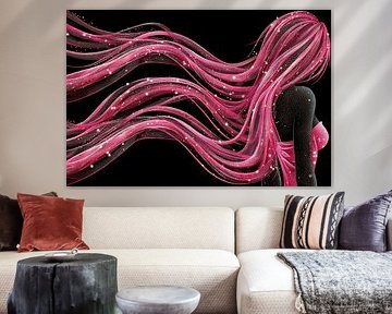 Sprankelend haar met roze deeltjes