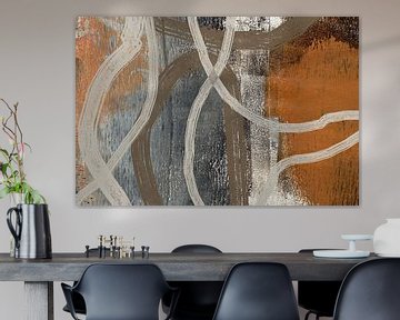 Japandi. Abstract schilderij met lijnen van Dina Dankers