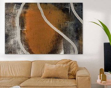 Japandi. Abstract painting in brown, taupe, terracotta by Dina Dankers