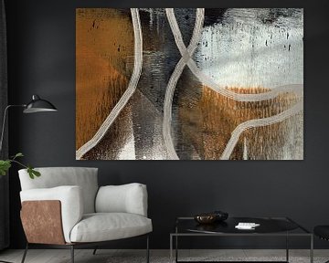 Japandi. Wabi-Sabi schilderij in bruin en zwart van Dina Dankers