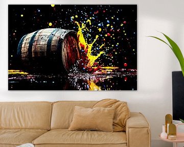 Colourful liquid explosion with vessel