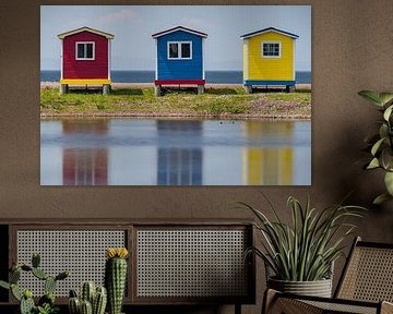 Gekleurde Strandhuisjes bij Cavendish Newfoundland van Menno Schaefer