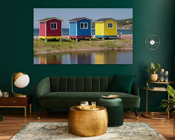 Gekleurde Strandhuisjes bij Cavendish Newfoundland van Menno Schaefer