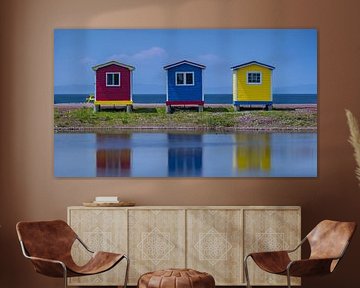 Gekleurde Strandhuisjes bij Cavendish Newfoundland van Menno Schaefer