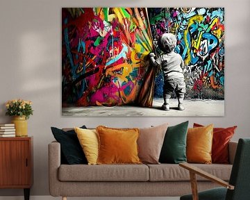 Kleurrijke graffiti met kind van Imperial Art House