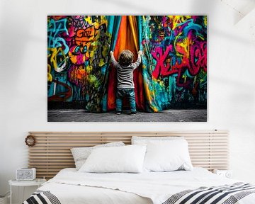 Kind en kleurrijke graffiti muur van Imperial Art House