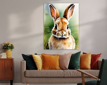 Kleines Kaninchen im Gras Aquarell