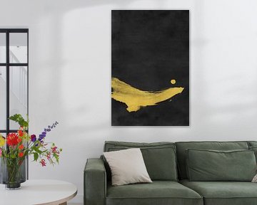 Minimalistisch landschap zwart en geel 02 van amini54