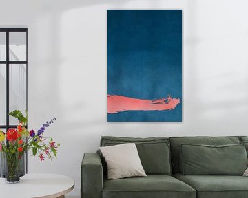 Paysage minimal rose et bleu marine 03