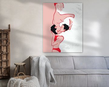 Baiser éthéré dans les vagues