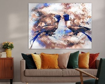 Abstract lori birds van Nannie van der Wal