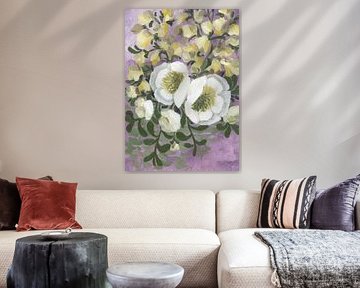 Raelynna, fleurs en peinture sur Rosana Laiz Blursbyai