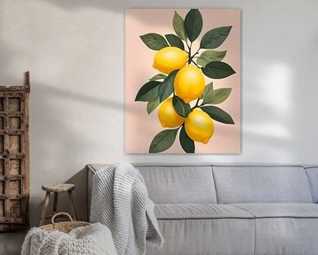 Golden Lemons On Green by Kintsugi99