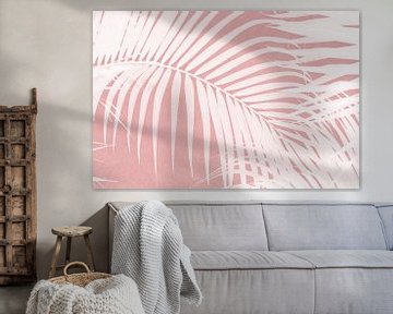 Palmbladeren op roze silhouet IV van amini54