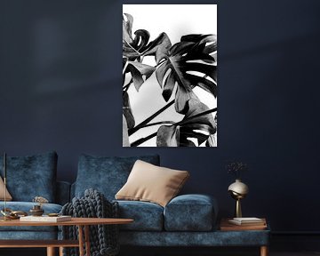 Monstera Schwarz und Weiß 06 von amini54