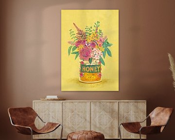 Bloemen in een vintage honingblik van Raissa Oltmanns