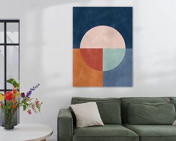 Geometric Abstraction With A Large Pastel Circle by Elena Ristova
