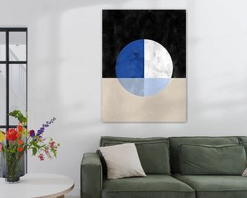 Isected Circle with Blue and White Quadrants by Elena Ristova