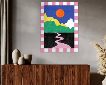 Minimalistisch landschap met levendige kleuren van Elena Ristova