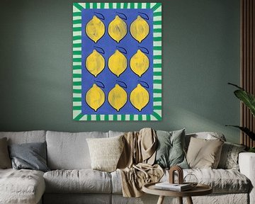 Vibrant Yellow Lemons on a Deep Blue by Elena Ristova