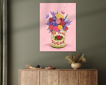 Bloemen in vintage suikerpot van Raissa Oltmanns