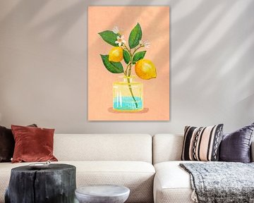 Branche de citron dans un vase