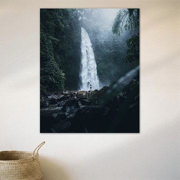 Impressive waterfall in Bali's jungle