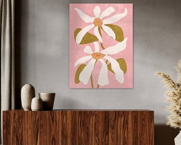 Abstracte grote witte bloemen van Raissa Oltmanns