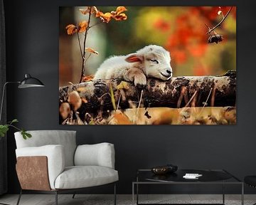 Cute sleeping lamb autumn by Imperial Art House