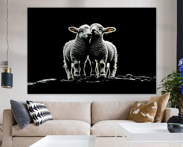 Schattige lammetjes tegen zwarte achtergrond van Imperial Art House